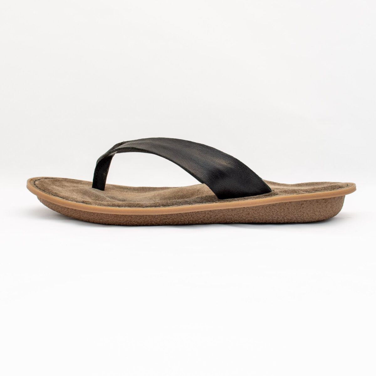 Black Leather Flip Flops Anatomic Sandal