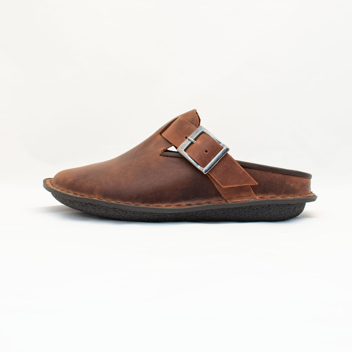 Brown Leather Slipper With Strap