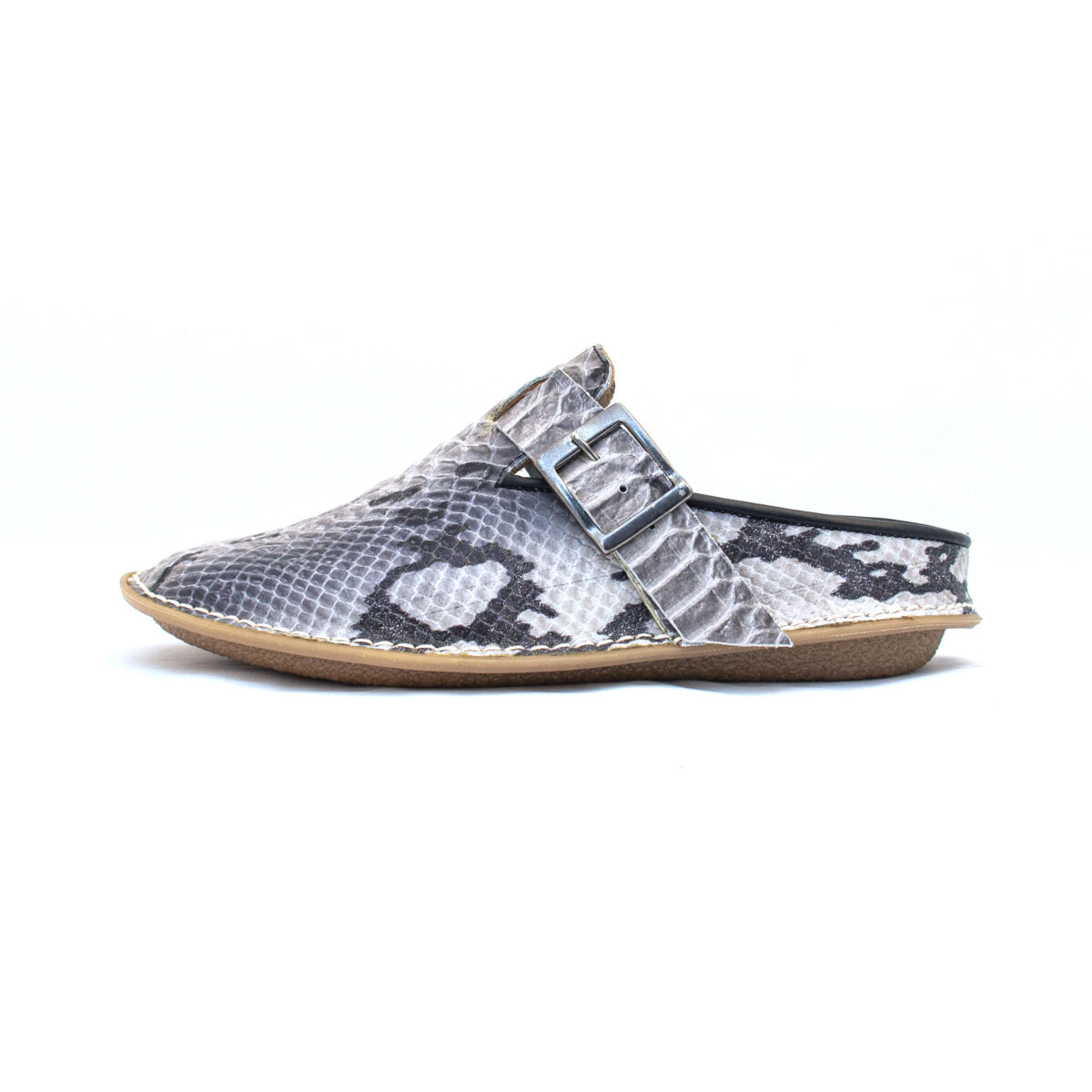 Snake Leather Slipper With Strap
