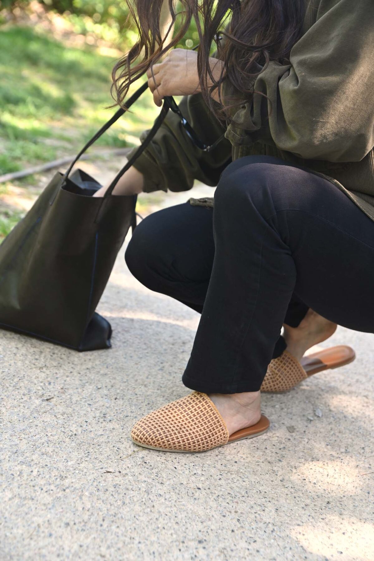 Handmade Leather Woven Flat Mules