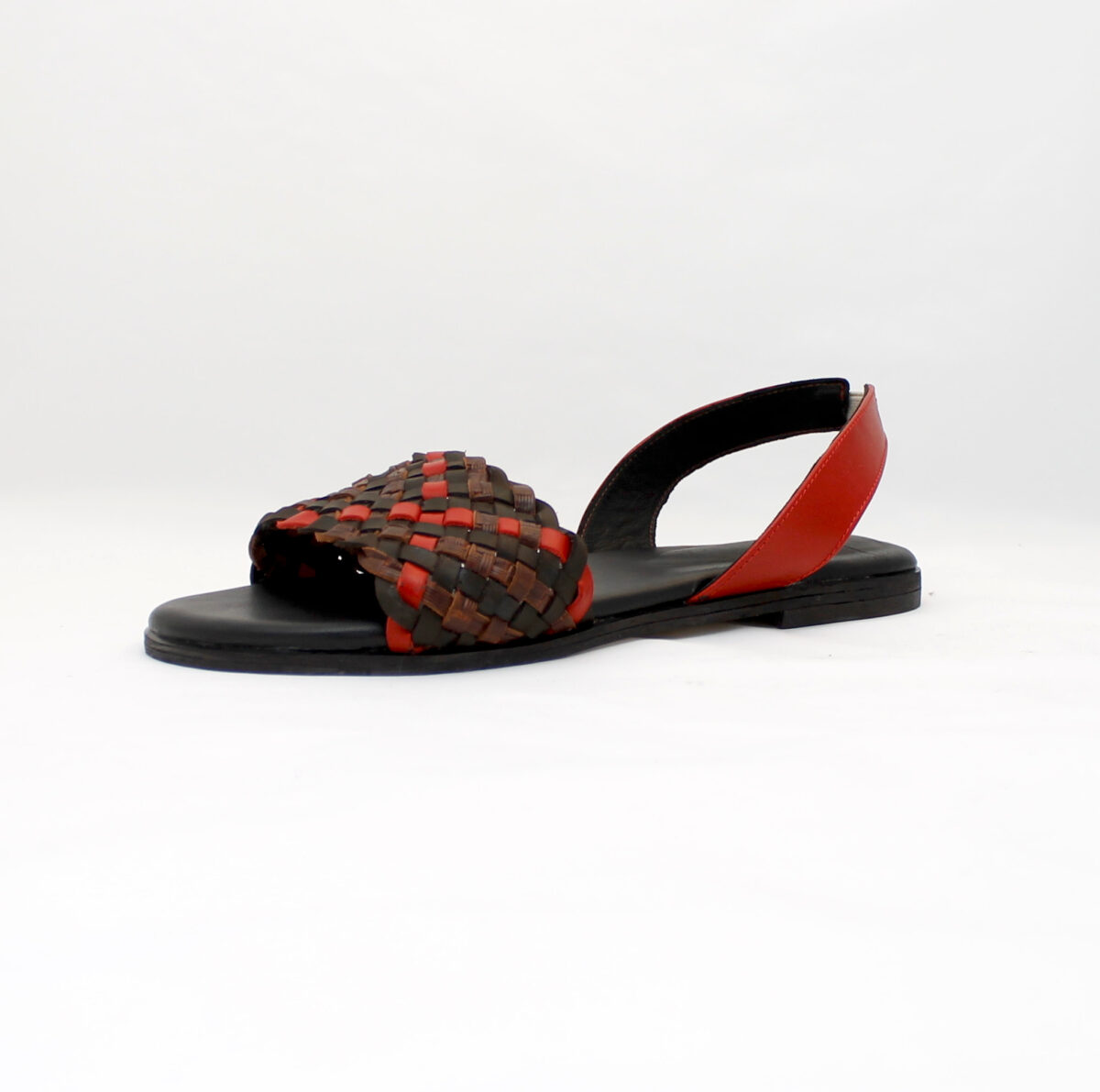 Handwoven Leather Sandal – Red & Brown